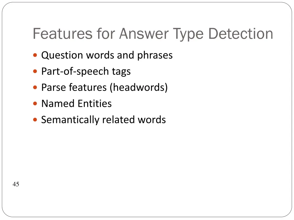 features for answer type detection