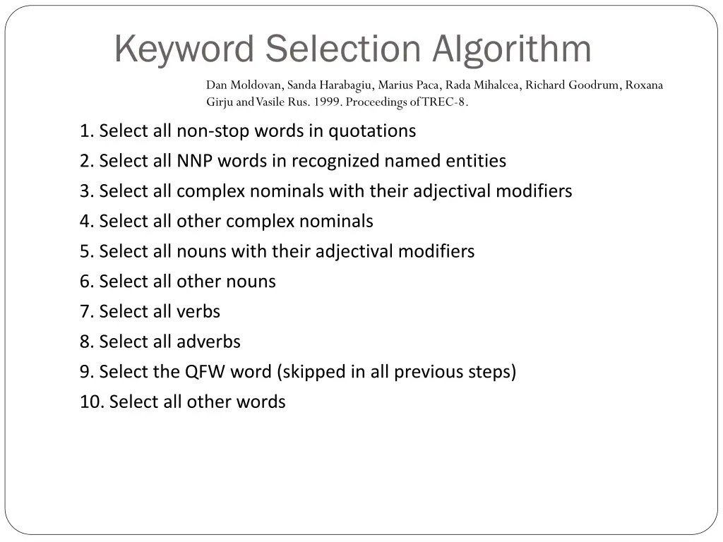 keyword selection algorithm dan moldovan sanda