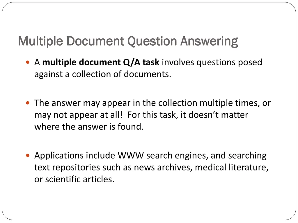 multiple document question answering multiple