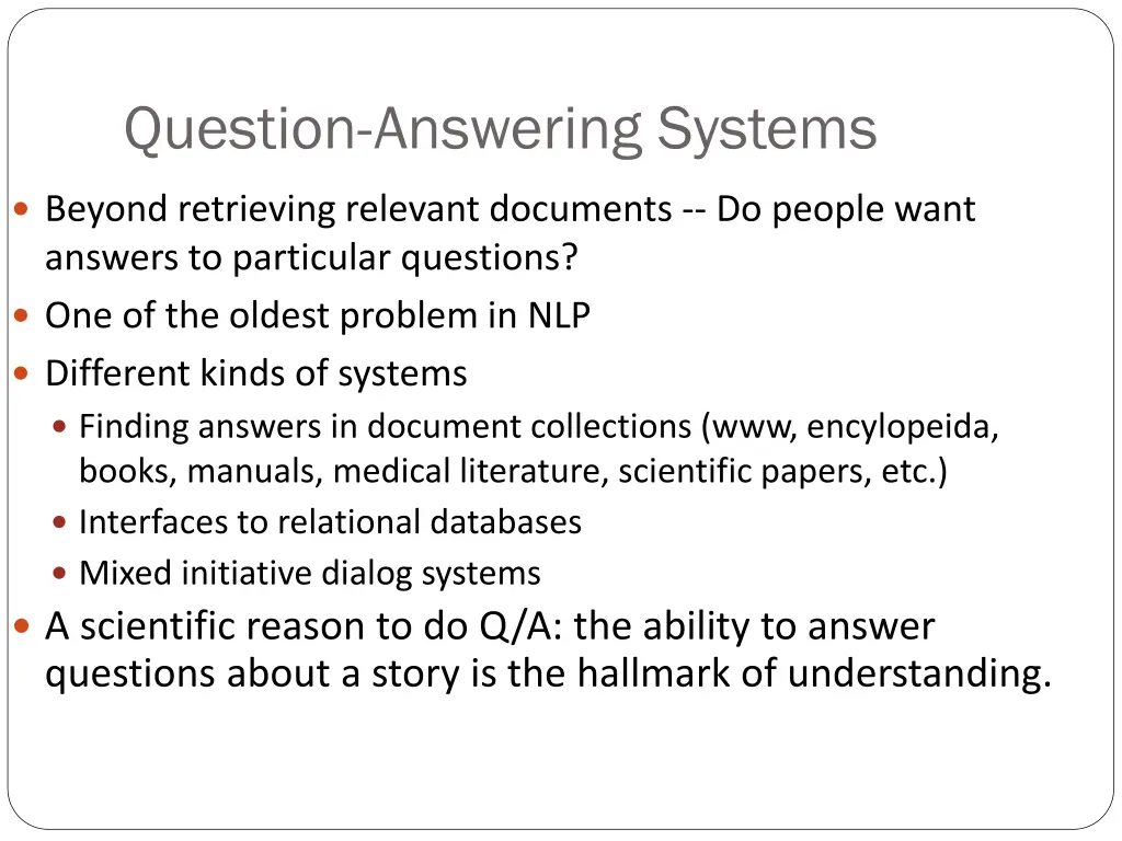 question answering systems