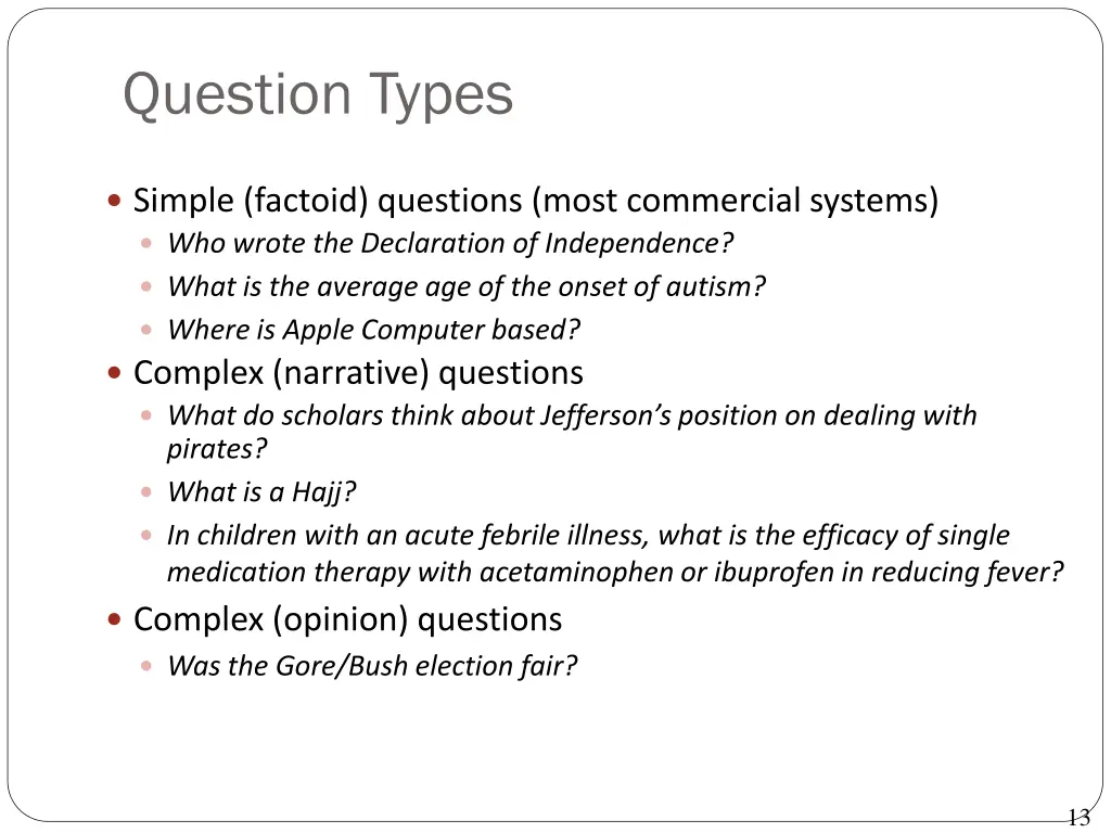 question types