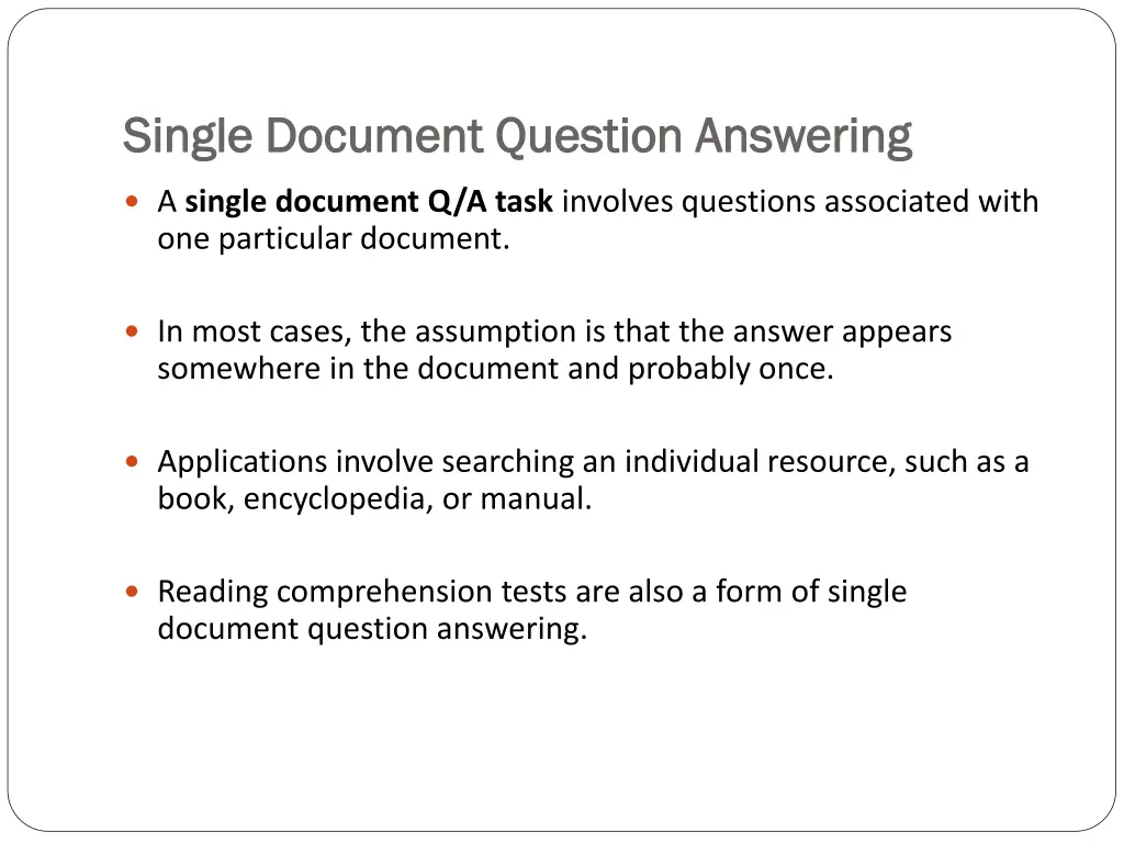 single document question answering single