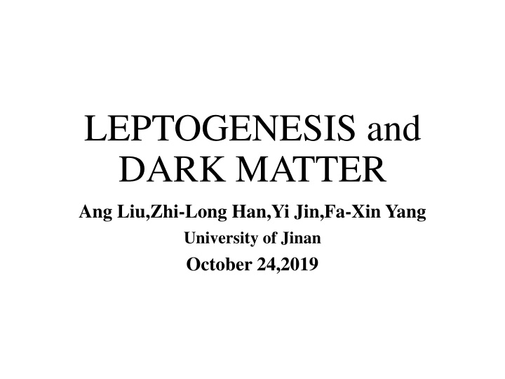 leptogenesis and dark matter