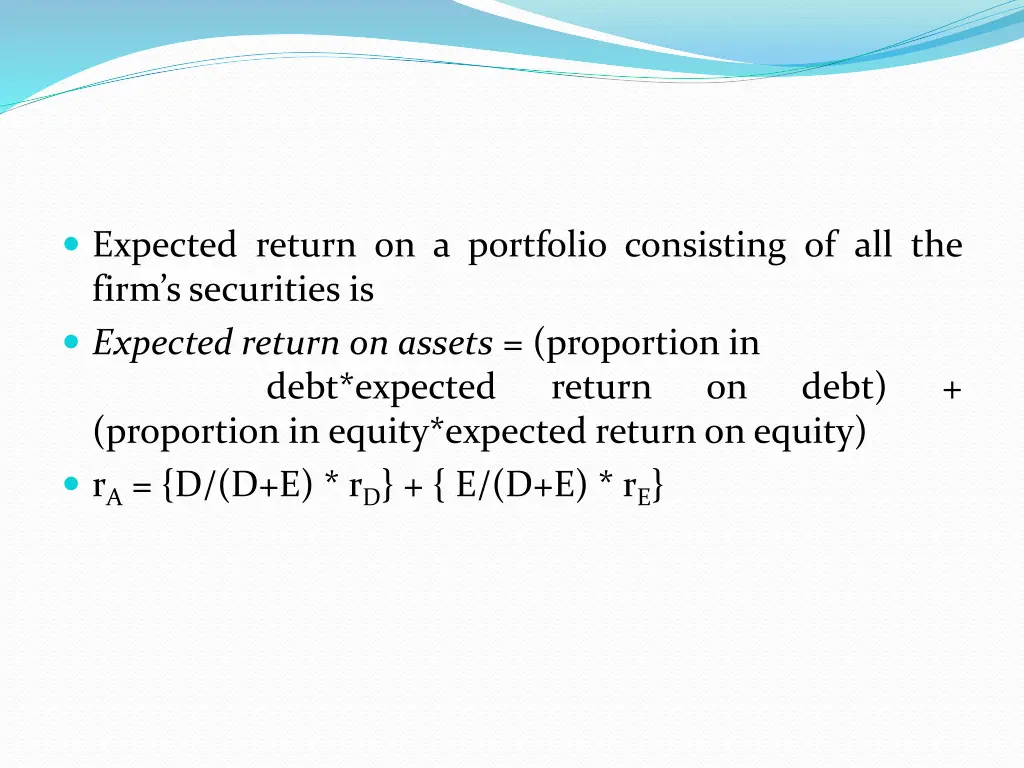 expected return on a portfolio consisting