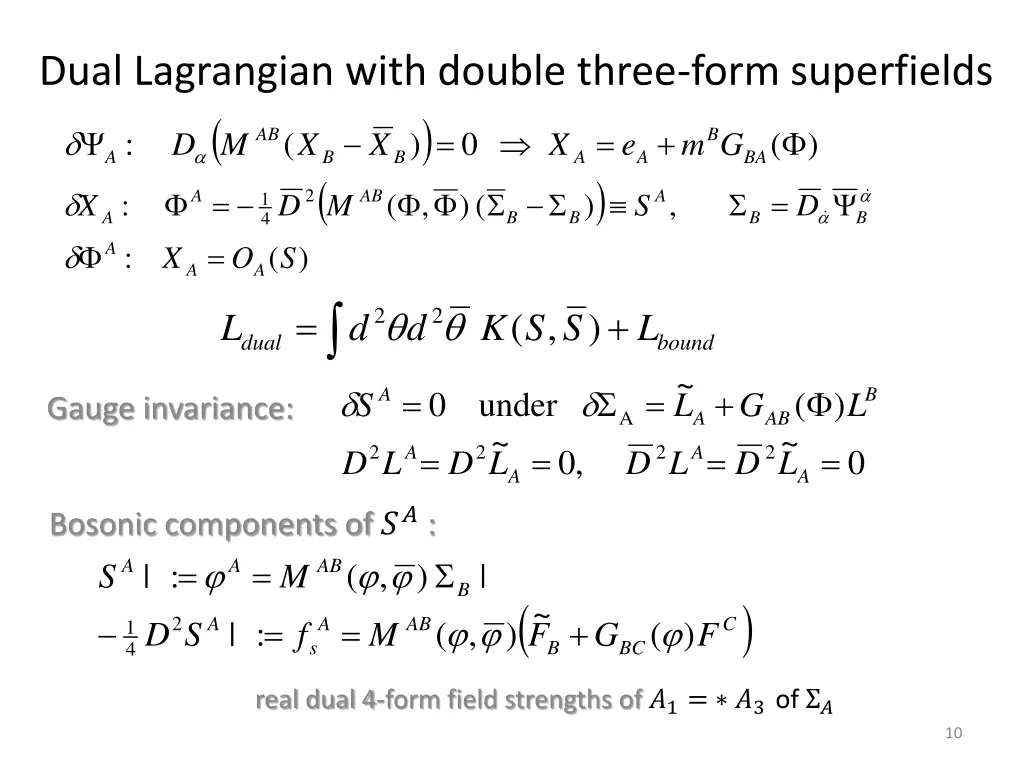 dual lagrangian with double three form