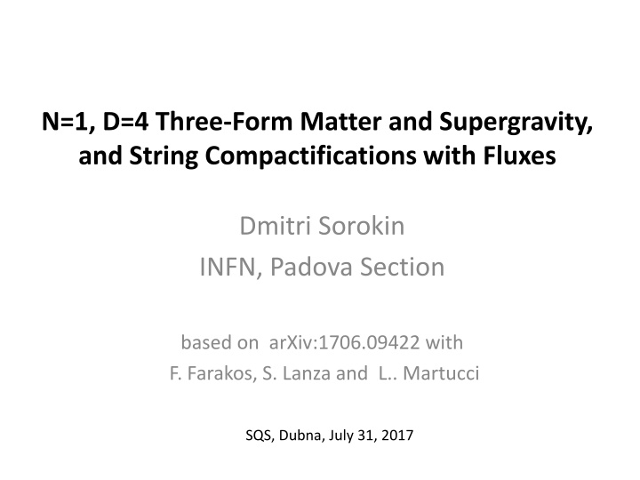 n 1 d 4 three form matter and supergravity