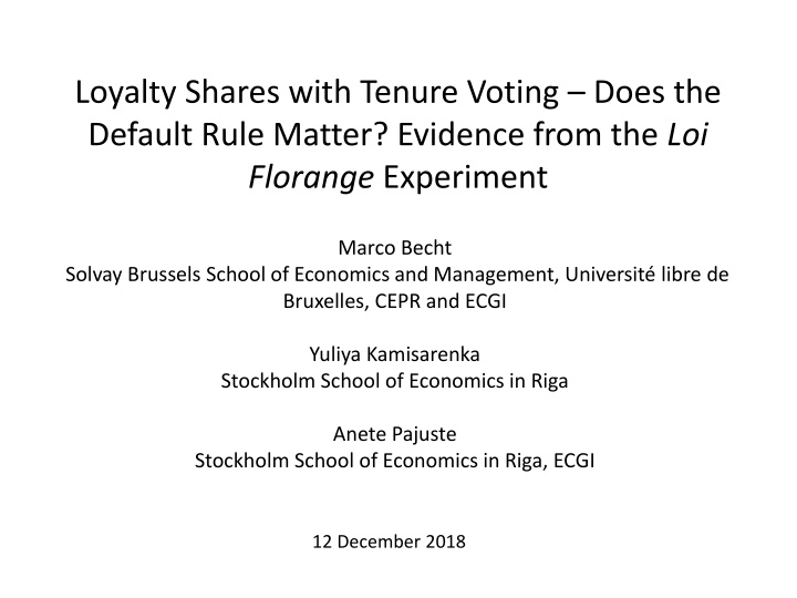 loyalty shares with tenure voting does