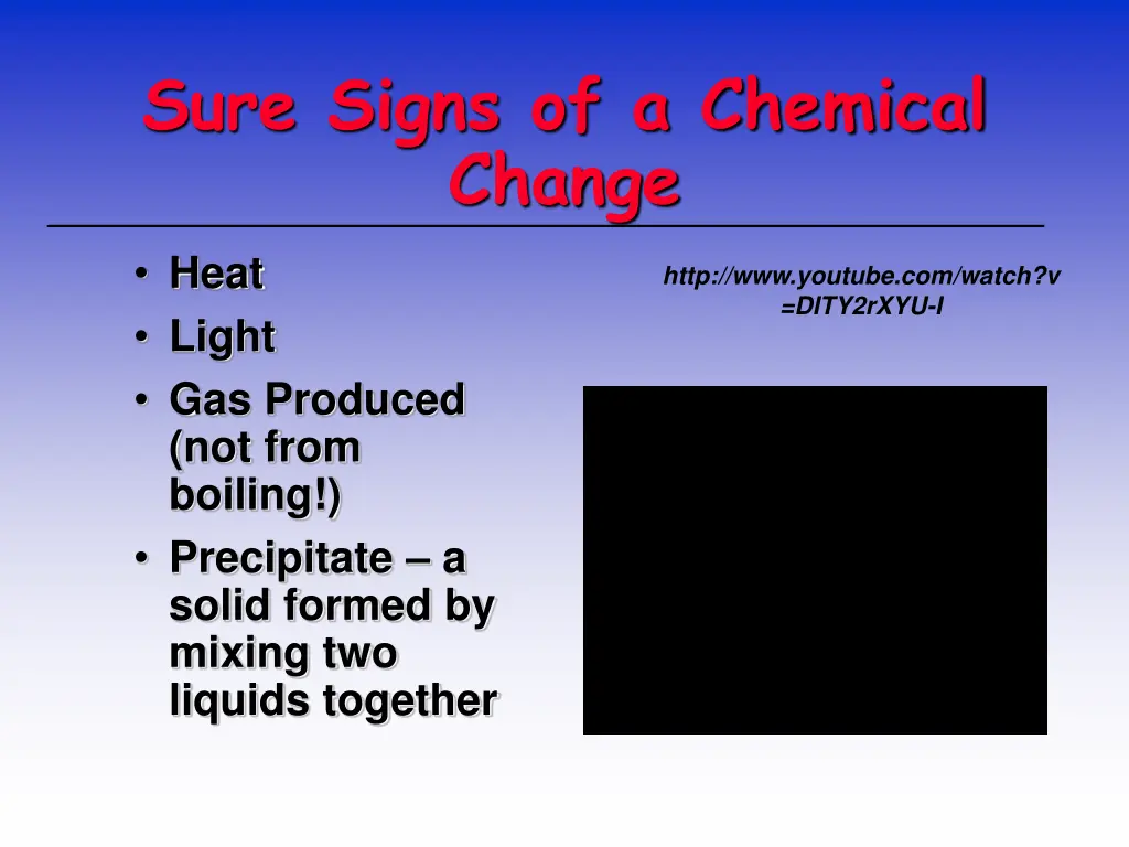 sure signs of a chemical change