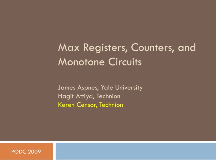 max registers counters and monotone circuits