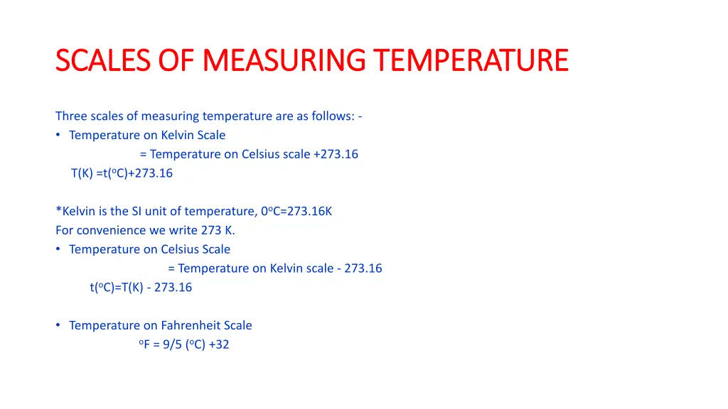 scales of measuring temperature scales