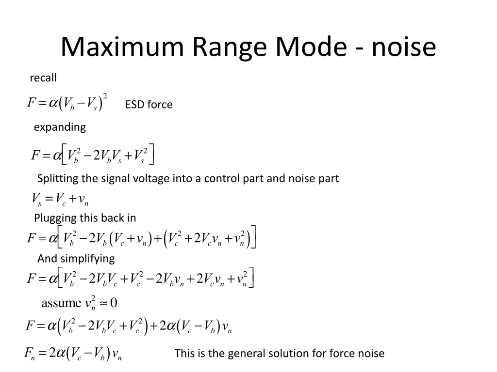 maximum range mode noise