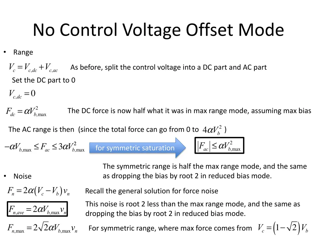 no control voltage offset mode