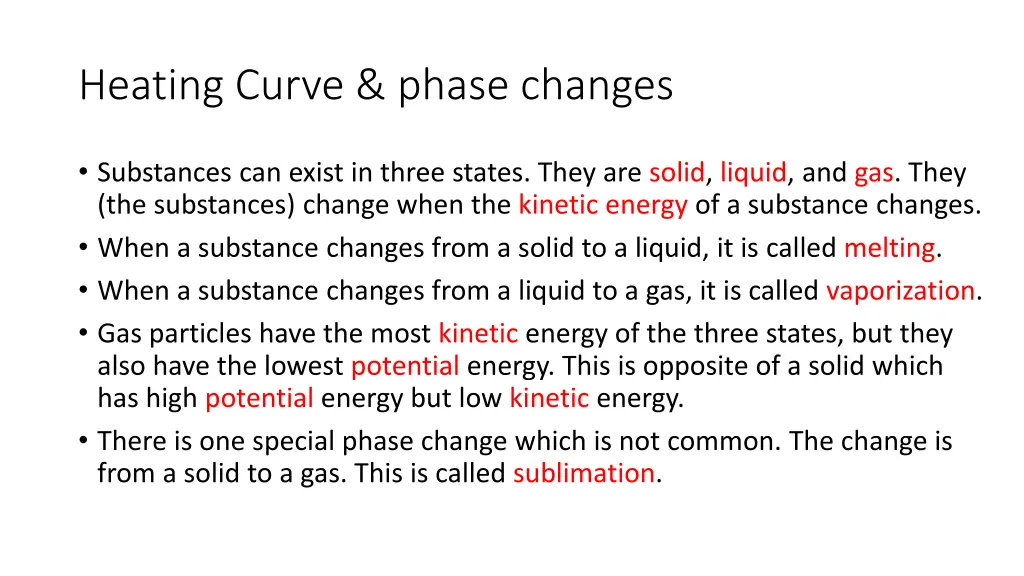 heating curve phase changes