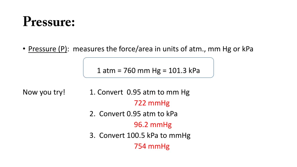 pressure p measures the force area in units