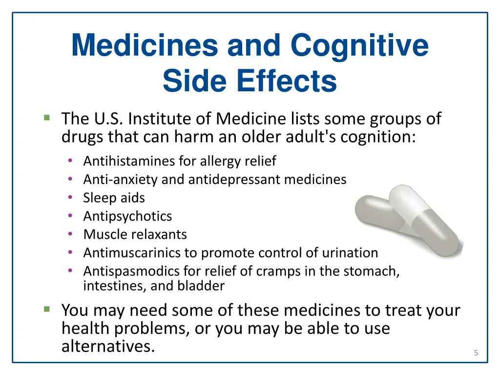 medicines and cognitive side effects