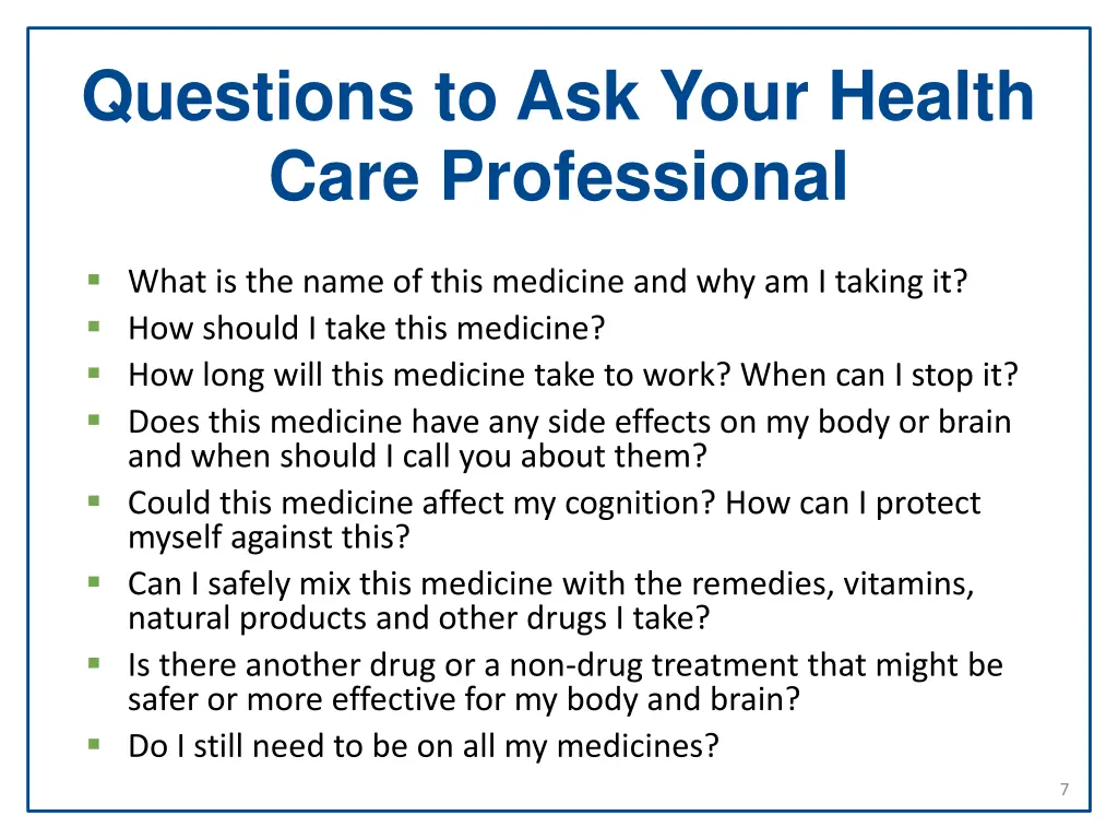 questions to ask your health care professional