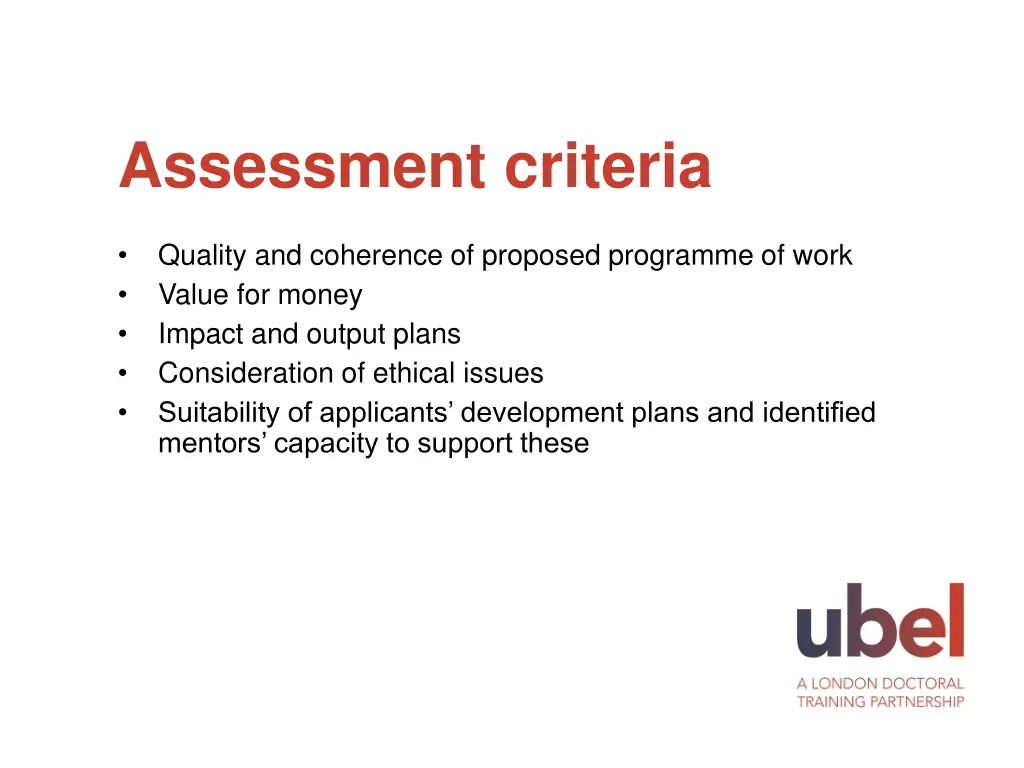 assessment criteria