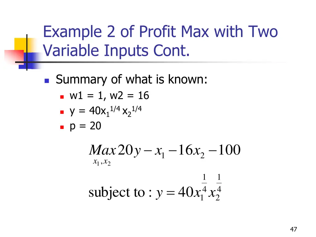 example 2 of profit max with two variable inputs