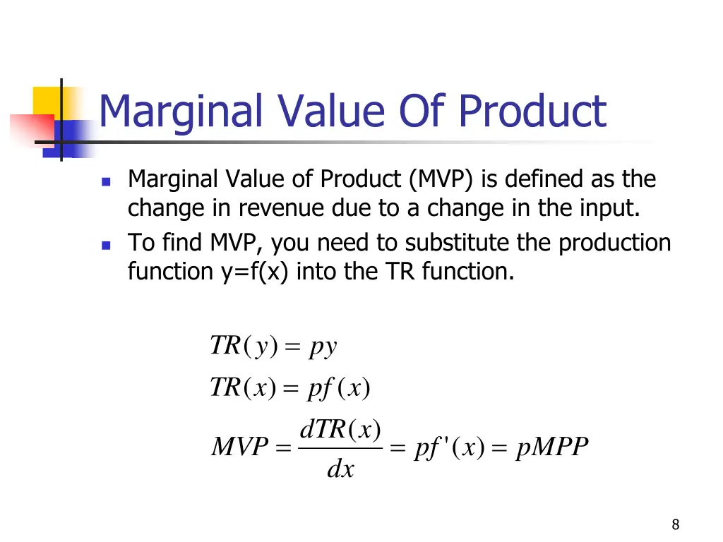 marginal value of product