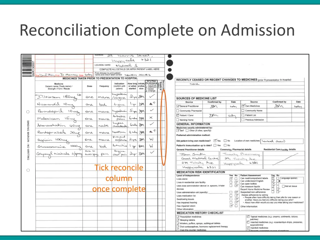 reconciliation complete on admission