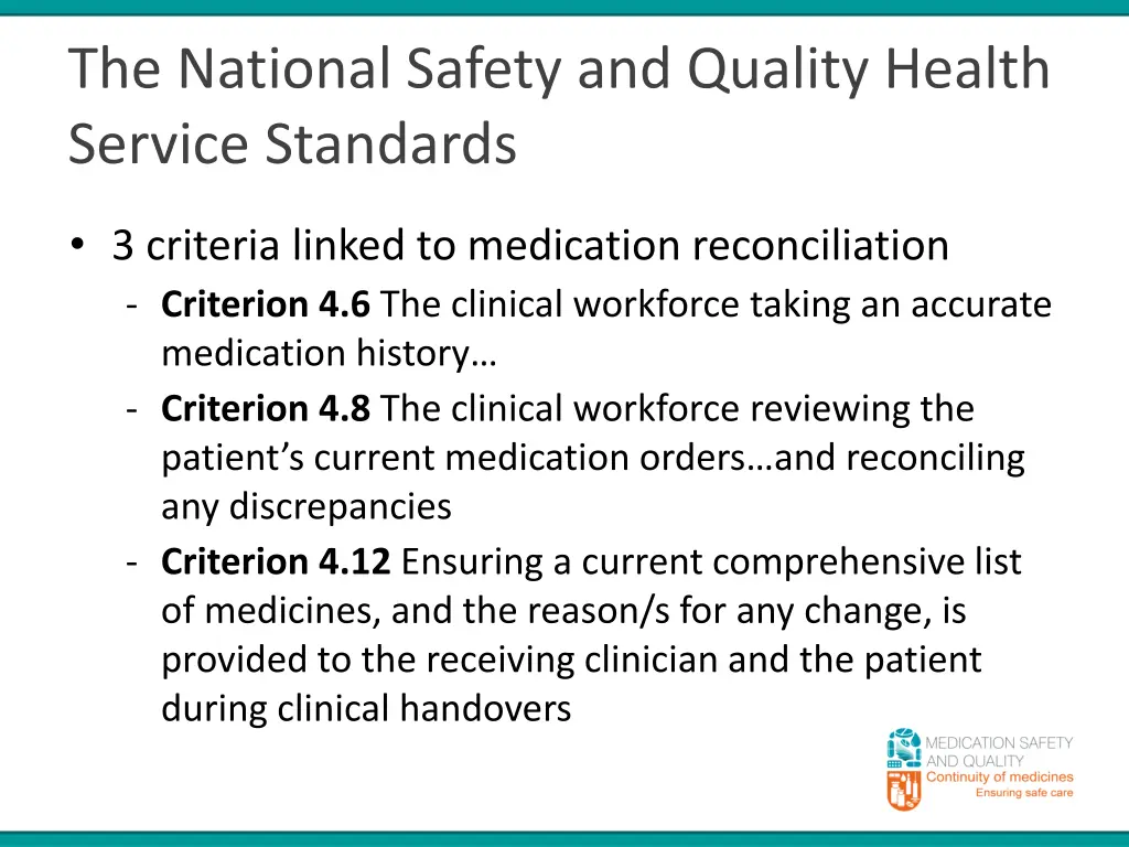 the national safety and quality health service