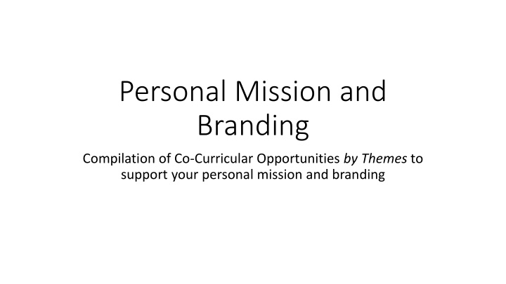 personal mission and branding