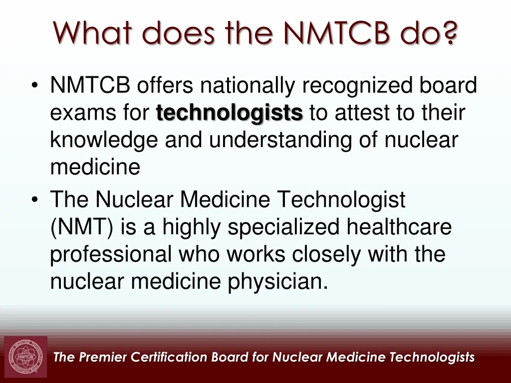 what does the nmtcb do