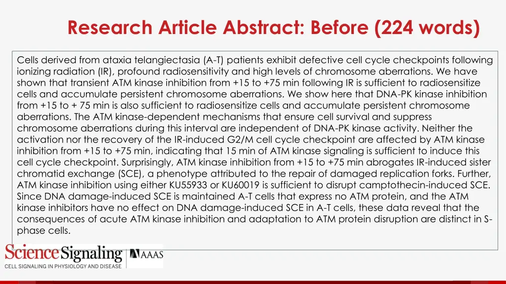 research article abstract before 224 words