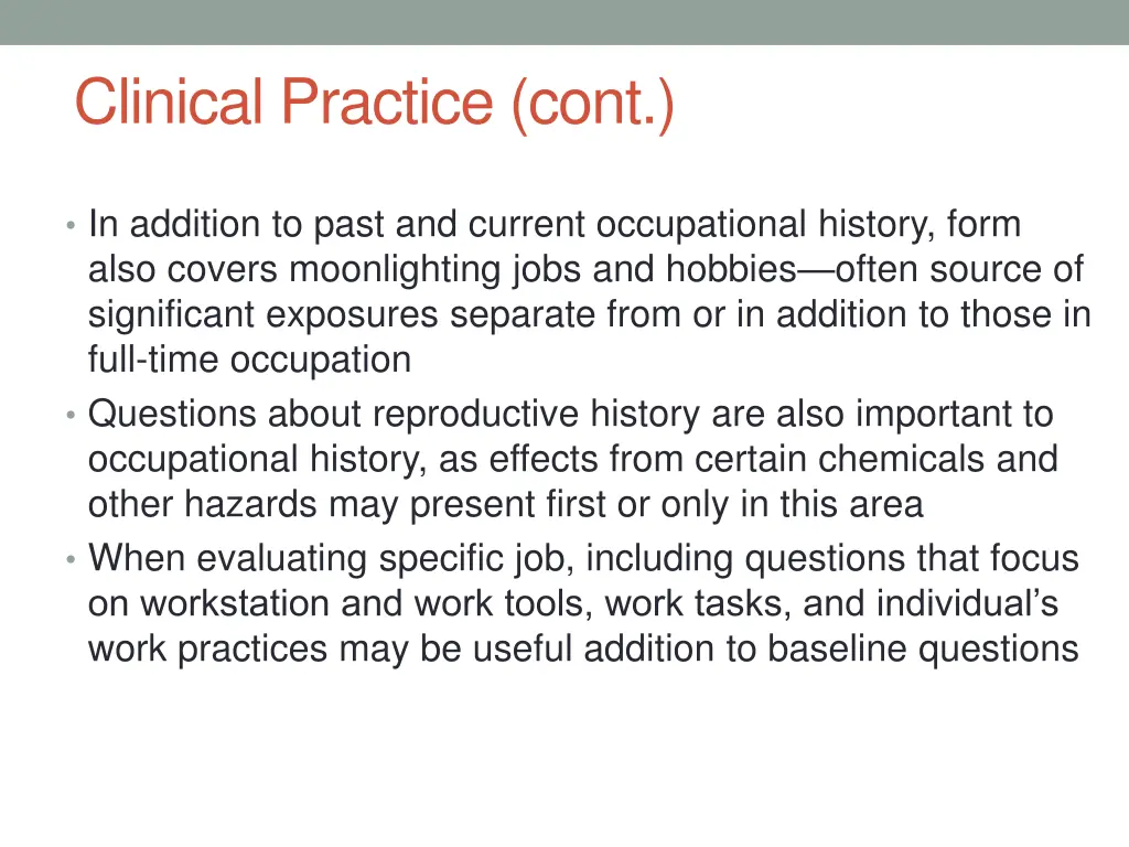 clinical practice cont