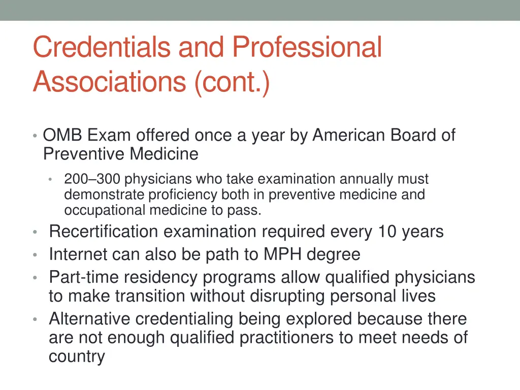 credentials and professional associations cont