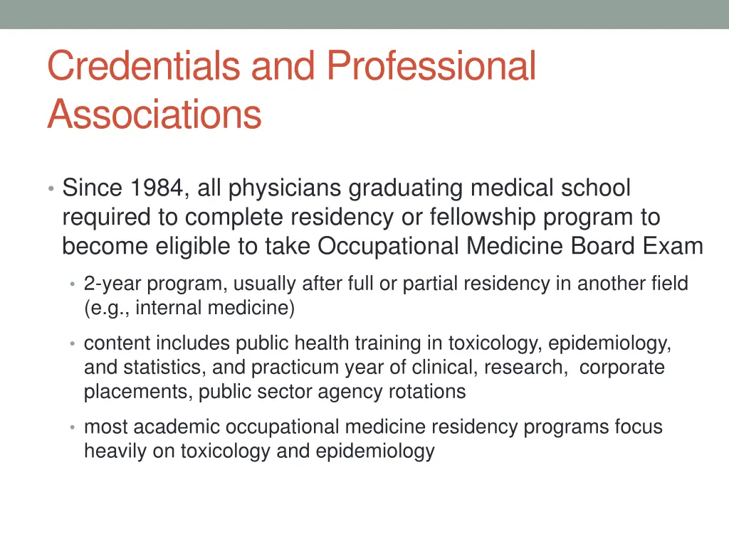 credentials and professional associations