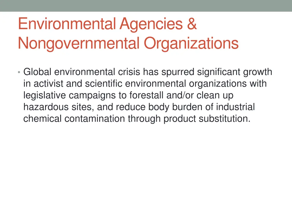 environmental agencies nongovernmental