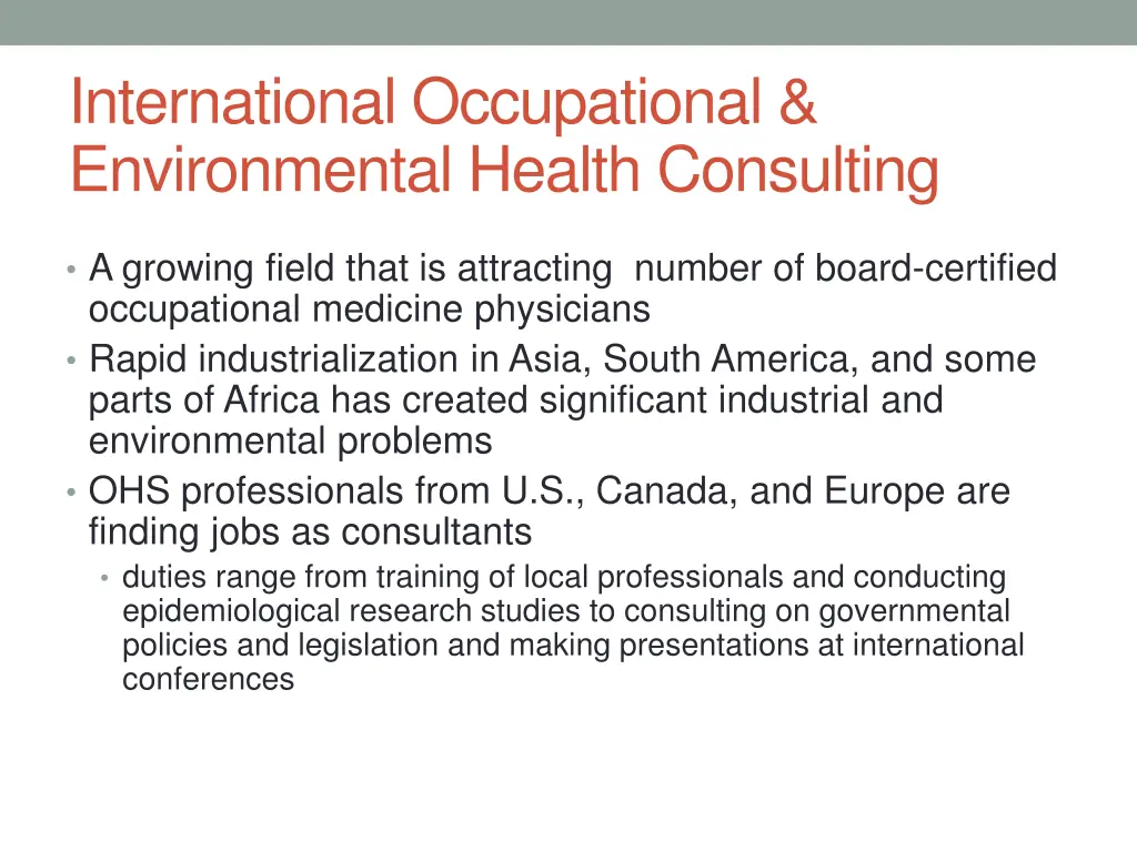 international occupational environmental health