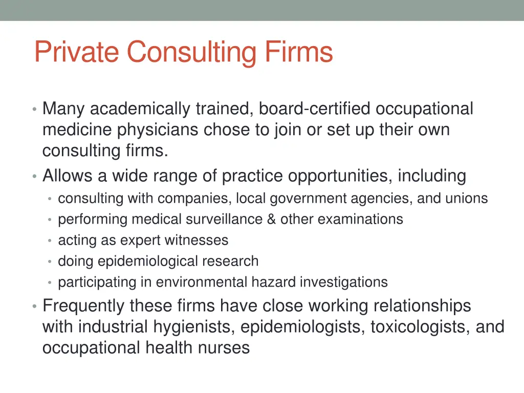 private consulting firms