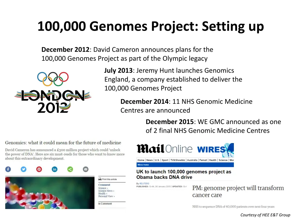 100 000 genomes project setting up