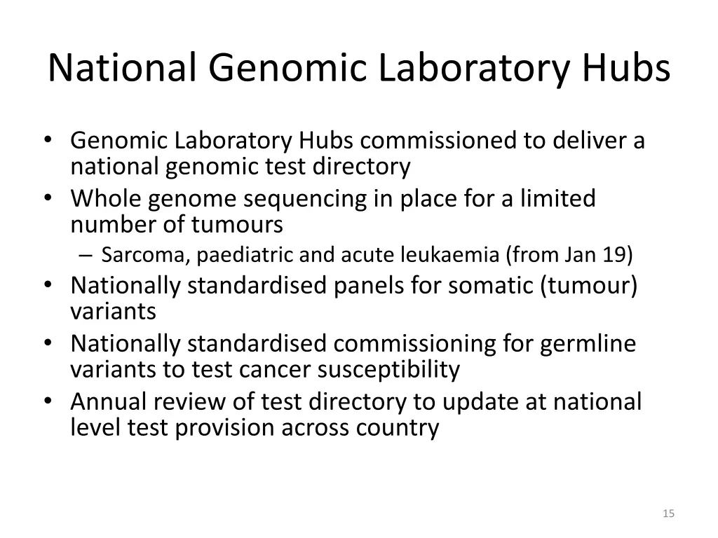 national genomic laboratory hubs