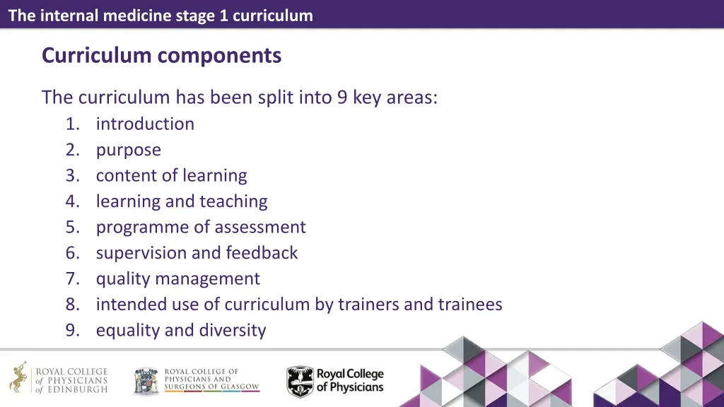 the internal medicine stage 1 curriculum