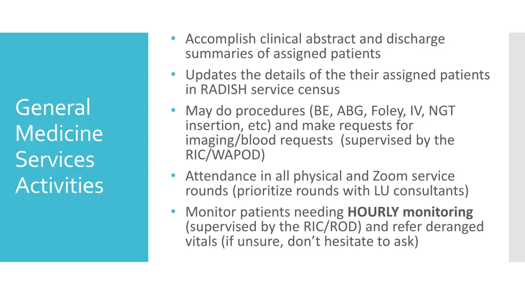 accomplish clinical abstract and discharge