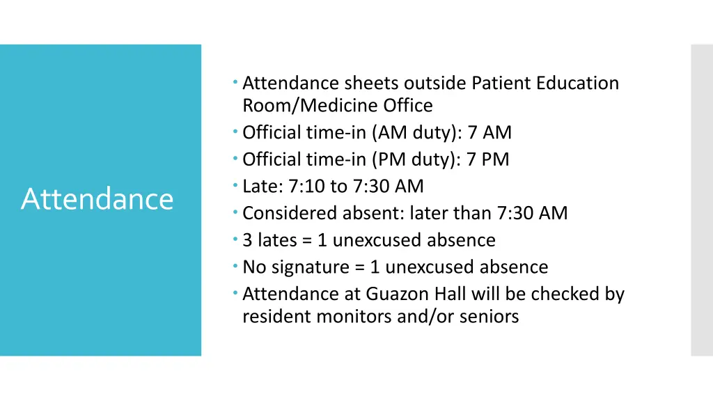 attendance sheets outside patient education room