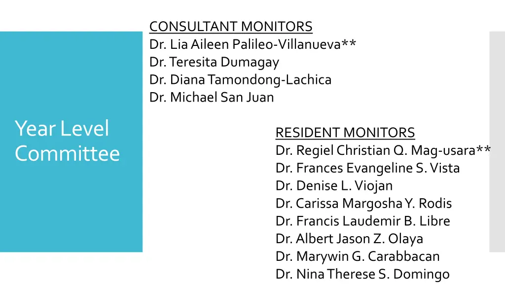 consultant monitors dr liaaileen palileo