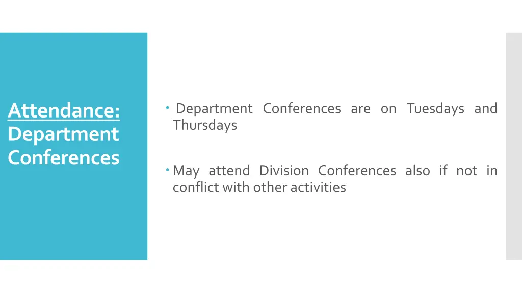 department conferences are on tuesdays