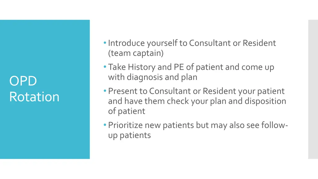 introduce yourself to consultant or resident team