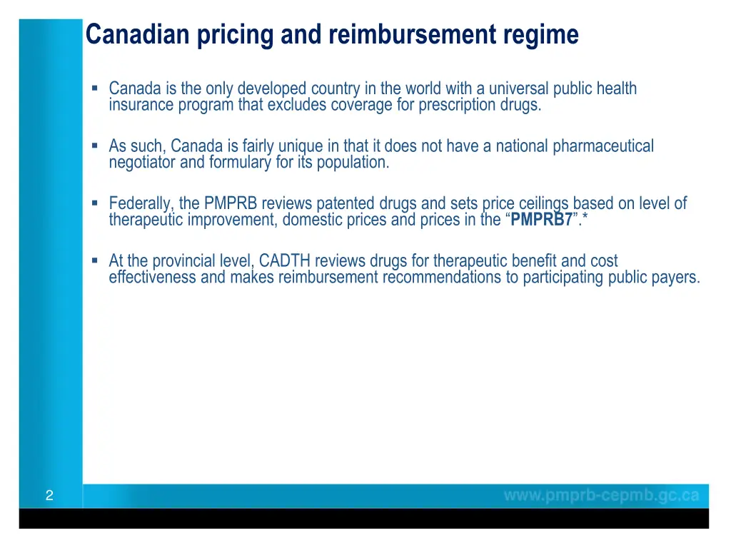 canadian pricing and reimbursement regime