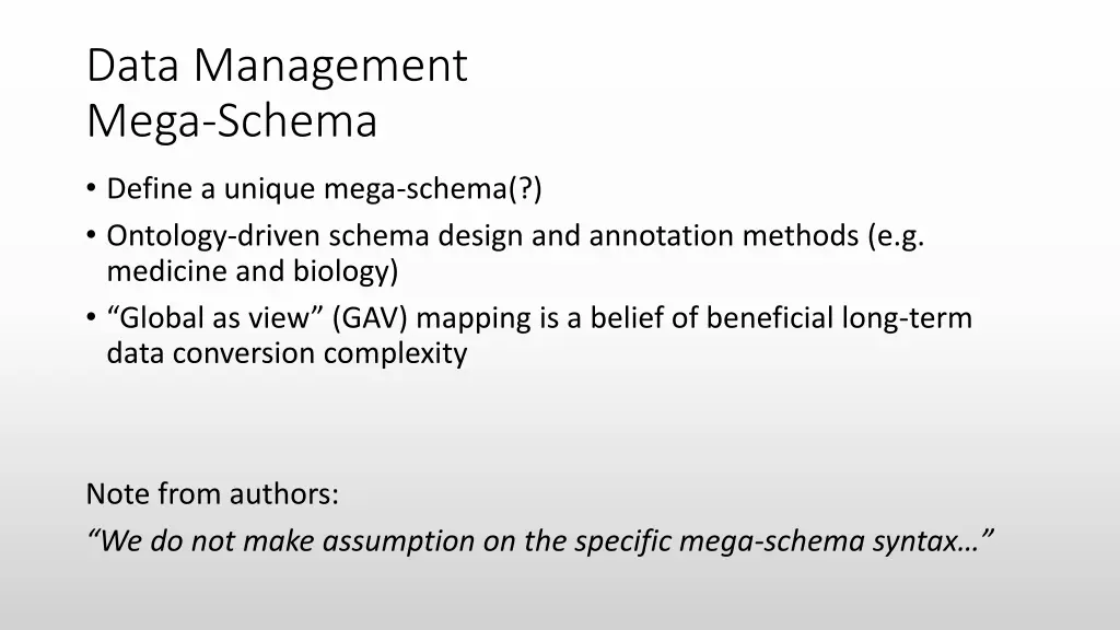 data management mega schema