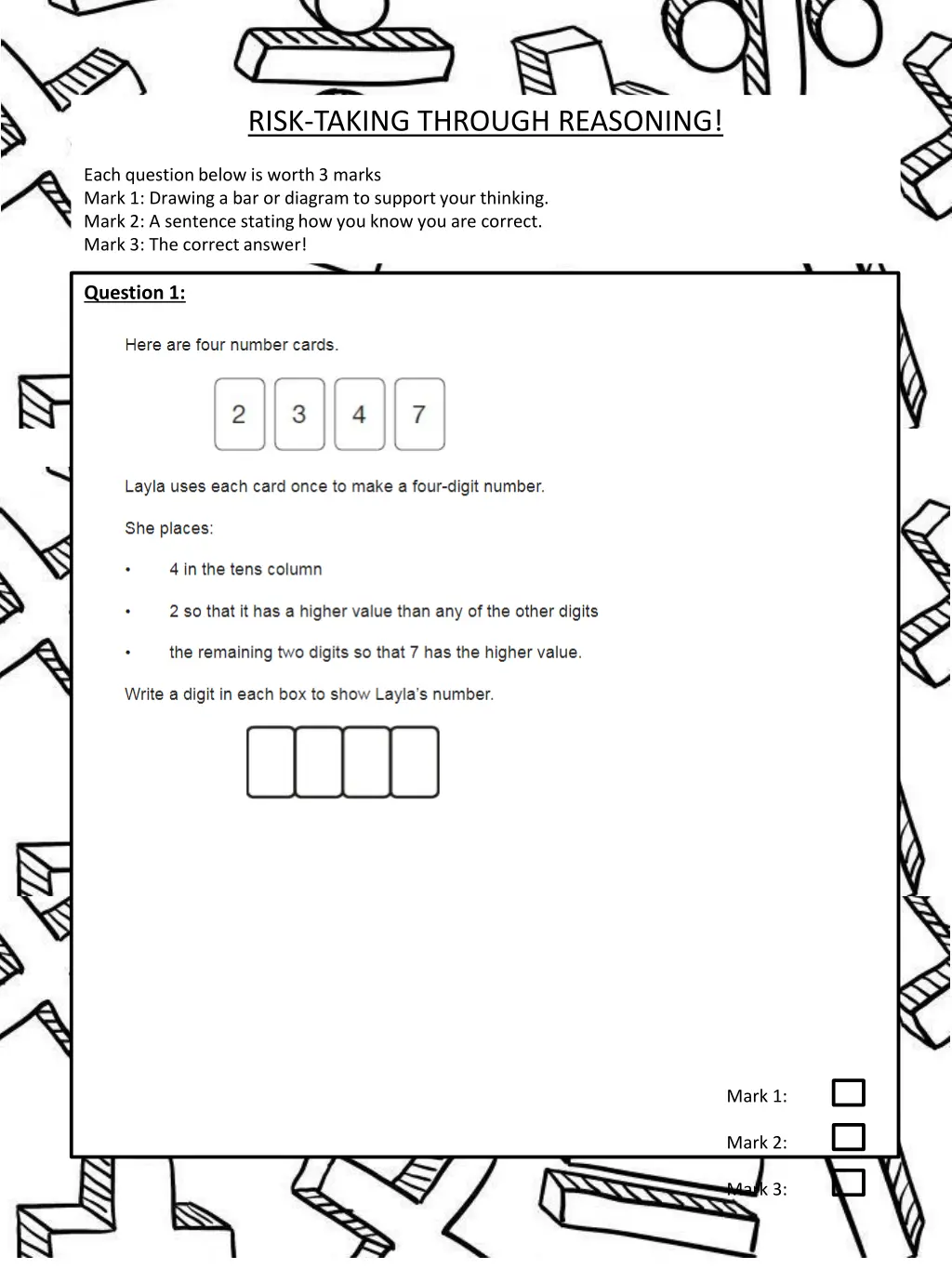 risk taking through reasoning