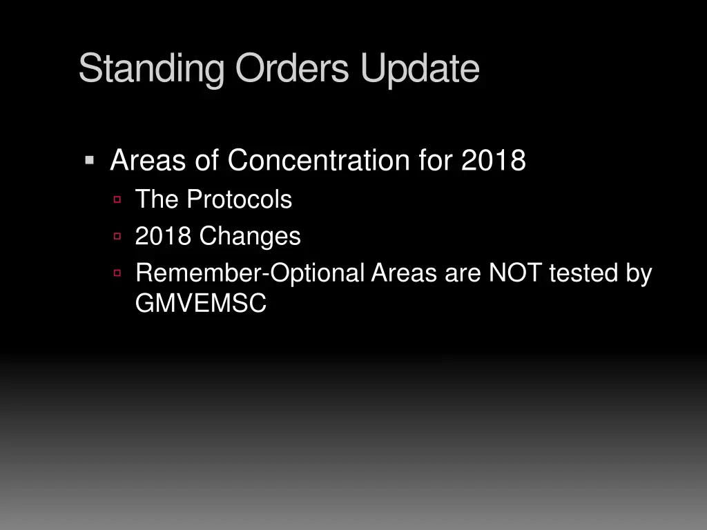 standing orders update