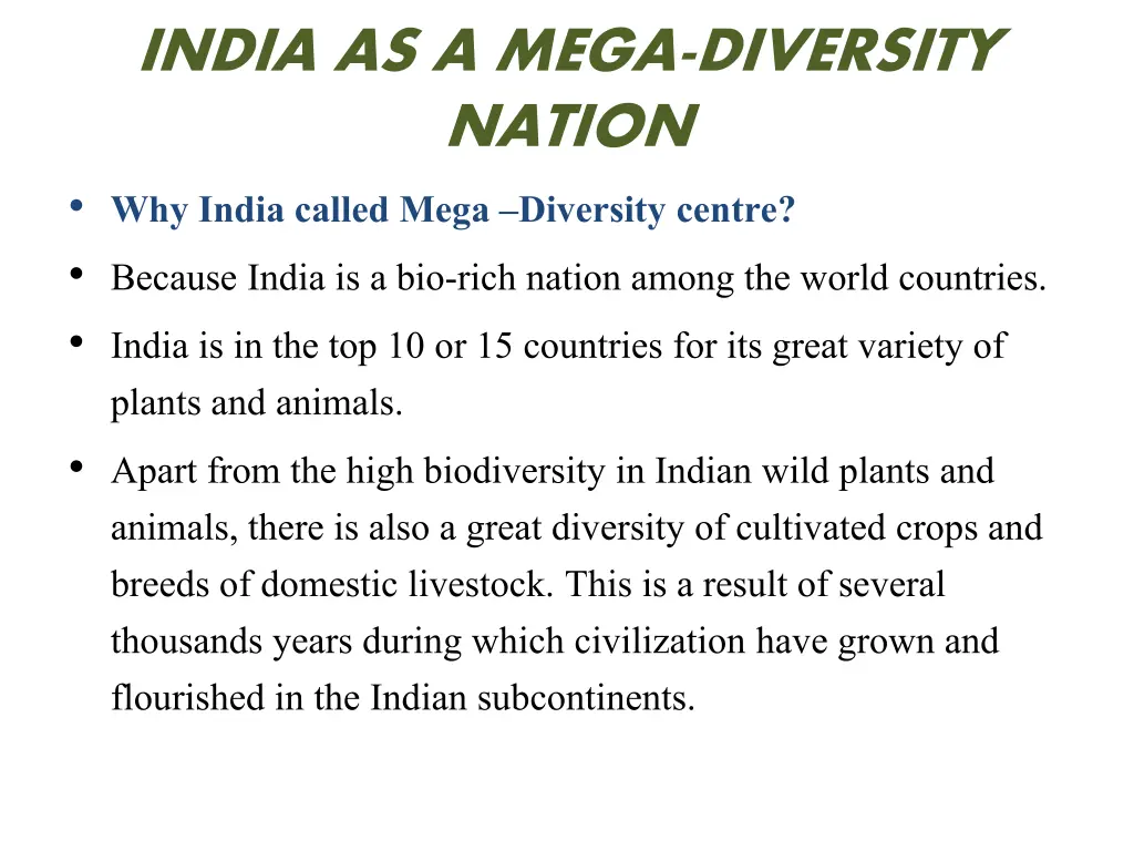 india as a mega diversity nation why india called