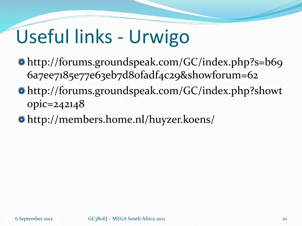 useful links urwigo