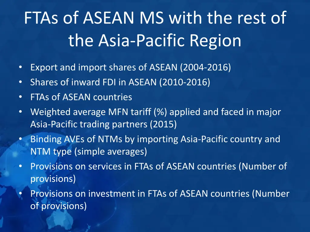 ftas of asean ms with the rest of the asia