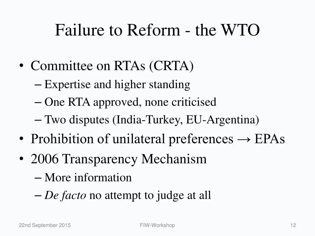 failure to reform the wto